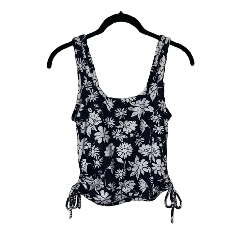 Gilly Hicks Sleep Cami tank women's size medium blue w/ white flowers side ties
